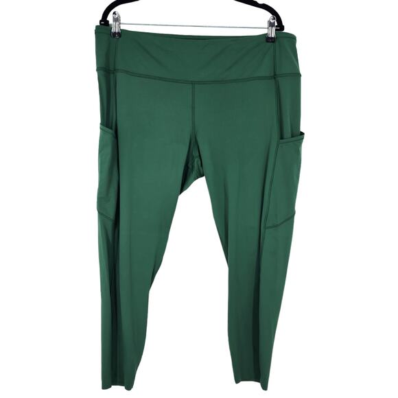 Lululemon Fast and Free High-Rise Green Leggings Side Pocket 25" Size 18 - Picture 1 of 5